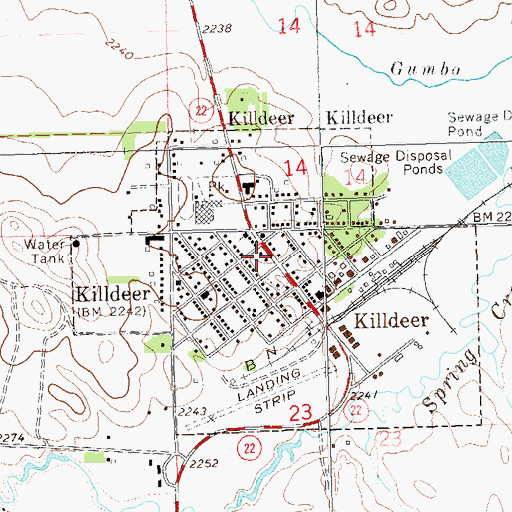 Topographic Map of Killdeer Area Ambulance Service, ND