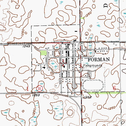 Topographic Map of Sargent County Ambulance Service Forman, ND