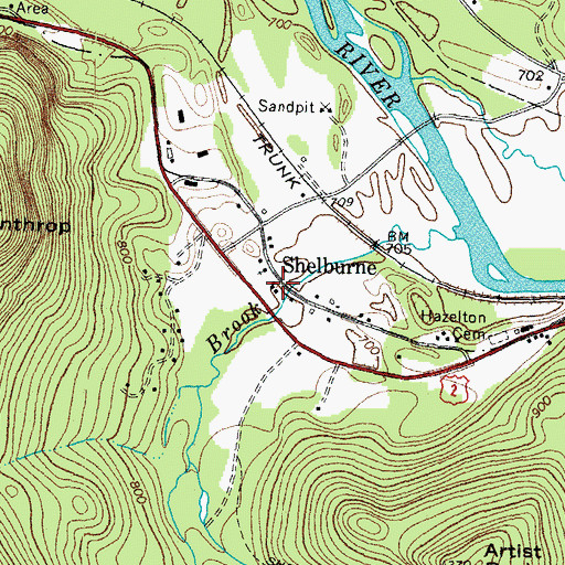 Topographic Map of Shelburne Emergency Medical Services, NH