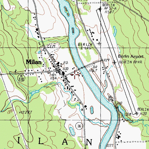 Topographic Map of Milan and Dummer Emergency Medical Services, NH