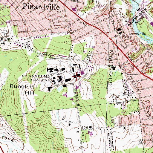 Topographic Map of Saint Anselm College Rescue Team, NH
