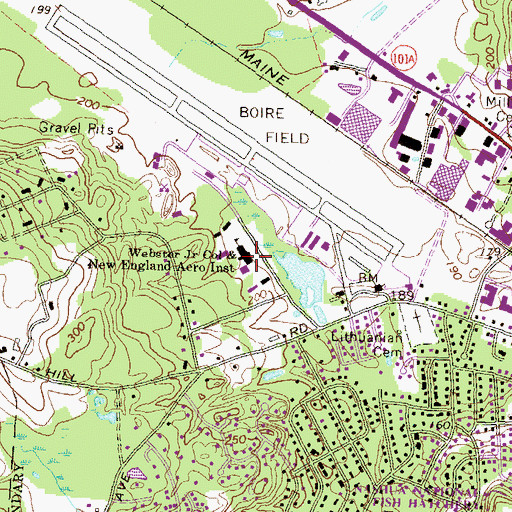 Topographic Map of Daniel Webster College Emergency Medical Services, NH