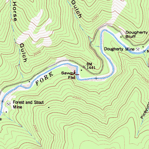 Topographic Map of Sawpit Flat, CA