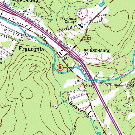 Topographic Map of Franconia Life Squad, NH