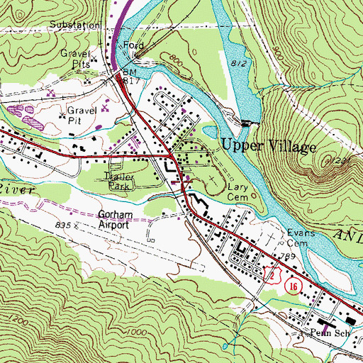 Topographic Map of Gorham Emergency Medical Services, NH