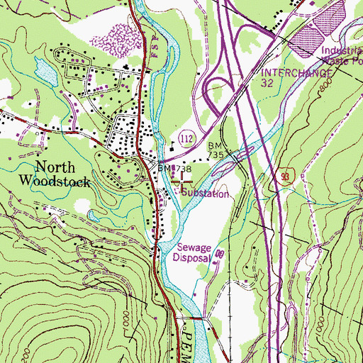 Topographic Map of Linwood Ambulance Service, NH