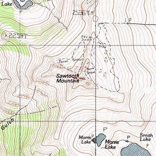 Topographic Map of Sawtooth Mountain, CA