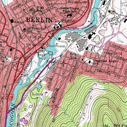 Topographic Map of Berlin Emergency Medical Services, NH