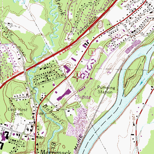 Topographic Map of Careplus Ambulance Services Station 1- Merrimack Headquarters, NH