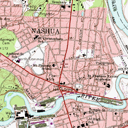 Topographic Map of American Red Cross - Greater Nashua and Souhegan Valley, NH