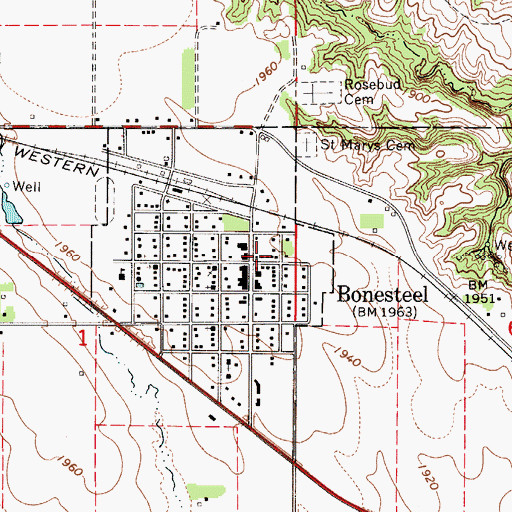 Topographic Map of Bonesteel - Fairfax Ambulance Service, SD
