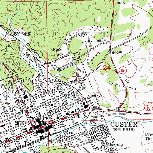 Topographic Map of Custer Ambulance Service, SD