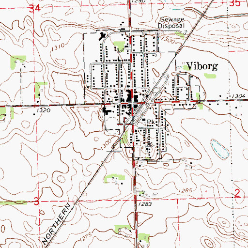 Topographic Map of Viborg Ambulance Service, SD
