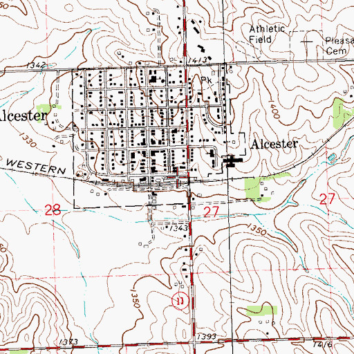 Topographic Map of Alcester Emergency Medical Service, SD