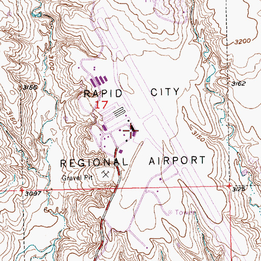 Topographic Map of Westjet Air Center, SD