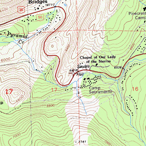 Topographic Map of Sayles Flat, CA