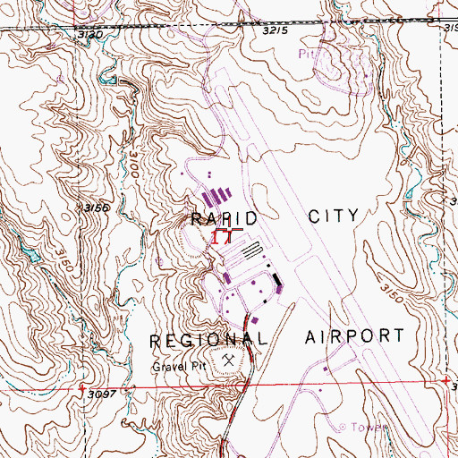 Topographic Map of Black Hills Life Flight, SD