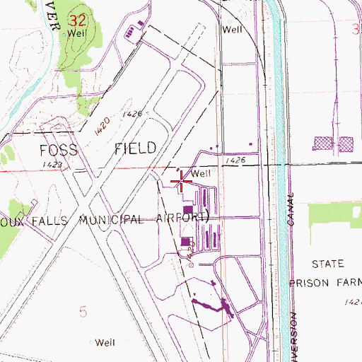 Topographic Map of Sanford Medical Center Intensive Air, SD