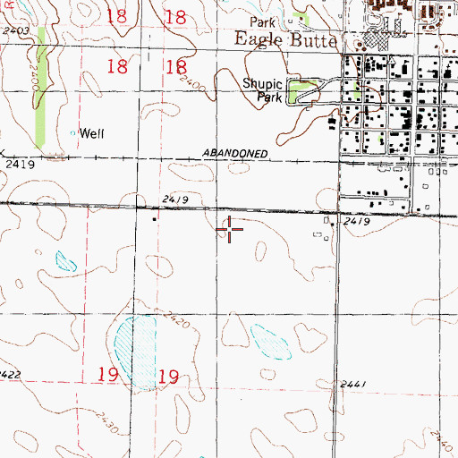 Topographic Map of Eagle Butte Indian Health Service Ambulance Service, SD