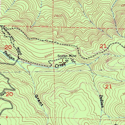 Topographic Map of Scalan Mine, CA