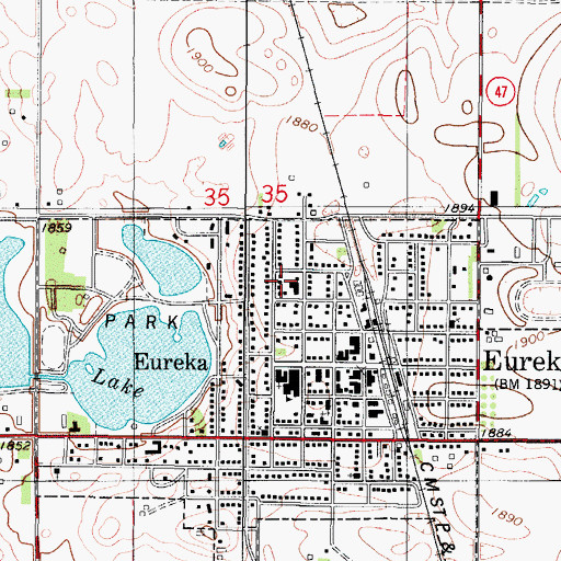 Topographic Map of West McPherson EMS, SD