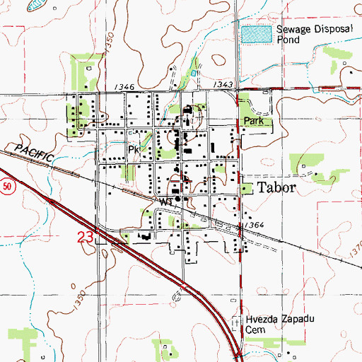 Topographic Map of Tabor Community Ambulance Service, SD