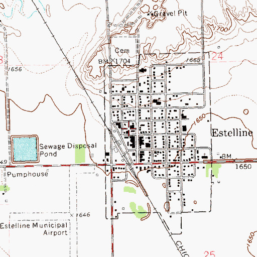 Topographic Map of Estelline Ambulance Service, SD