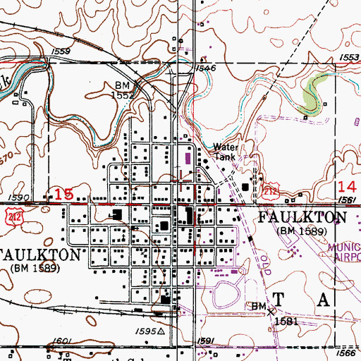 Topographic Map of Faulk County Ambulance Service, SD