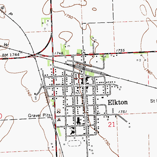Topographic Map of Elkton Community Ambulance Service, SD