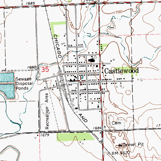 Topographic Map of Castlewood Ambulance District, SD