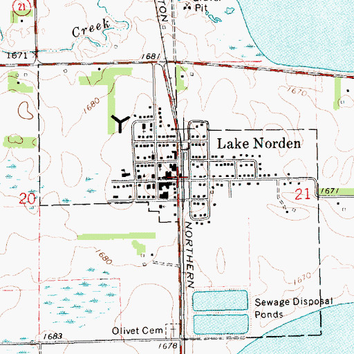 Topographic Map of Lake Norden Ambulance Service, SD