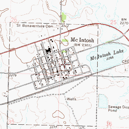 Topographic Map of McIntosh Volunteer Ambulance Service, SD