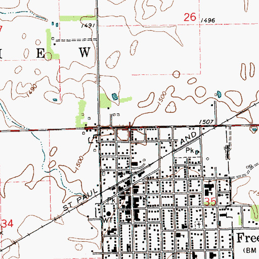 Topographic Map of Freeman Ambulance Service, SD