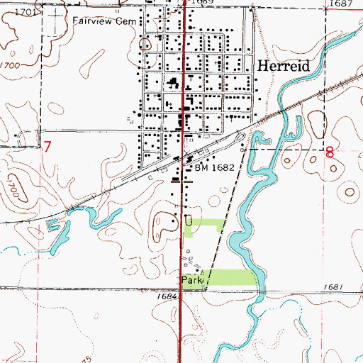 Topographic Map of Campbell County Ambulance Service, SD