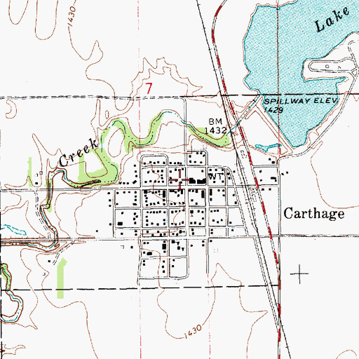 Topographic Map of Carthage Ambulance Service, SD