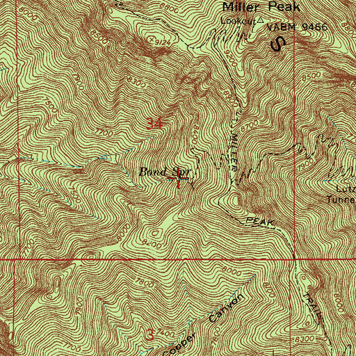 Topographic Map of Bond Spring, AZ