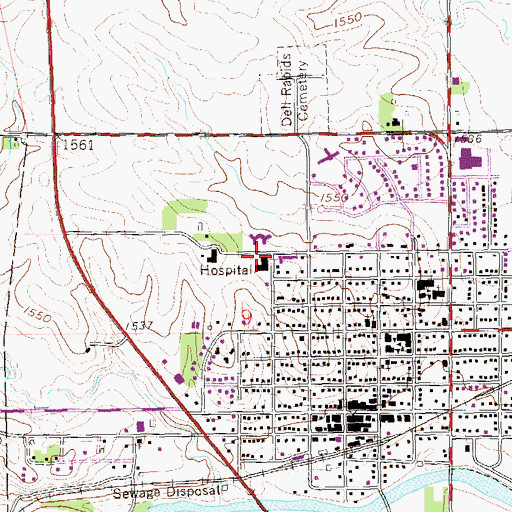 Topographic Map of Dell Rapids Community Ambulance Service, SD