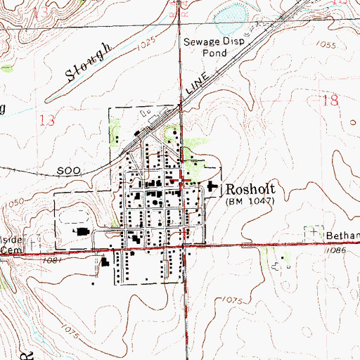 Topographic Map of Northeast Ambulance Service, SD
