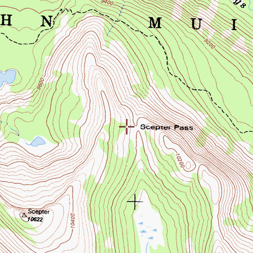 Topographic Map of Scepter Pass, CA
