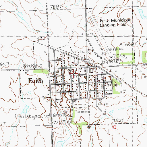 Topographic Map of Faith Ambulance Service, SD
