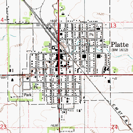 Topographic Map of Platte Ambulance Service, SD