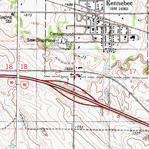 Topographic Map of Lyman County Ambulance Service Kennebec, SD