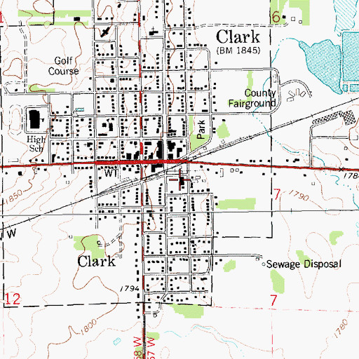 Topographic Map of Clark County Ambulance Service, SD