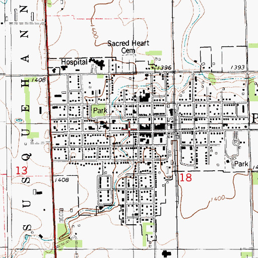 Topographic Map of Parkston Rural Ambulance District, SD