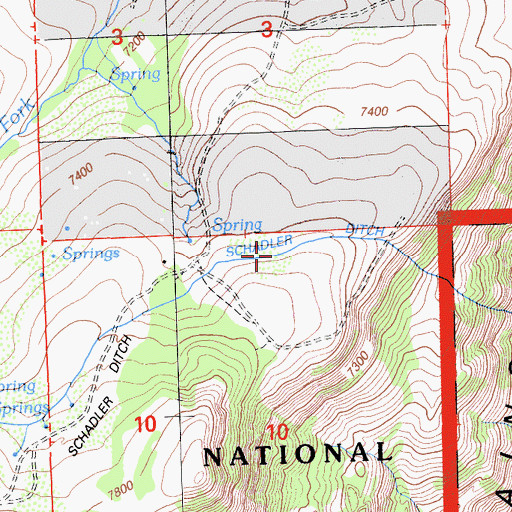 Topographic Map of Schadler Ditch, CA