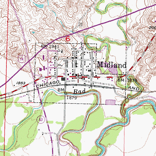 Topographic Map of Midland Area Emergency Medical Services, SD