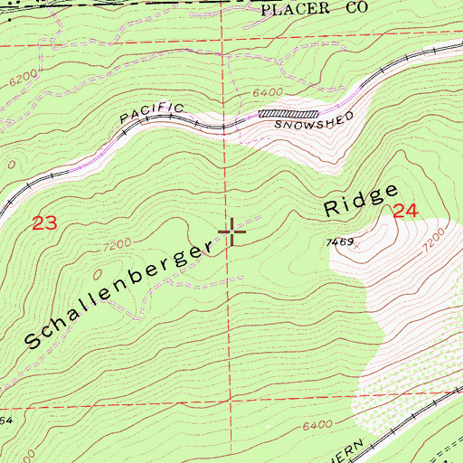 Topographic Map of Schallenberger Ridge, CA