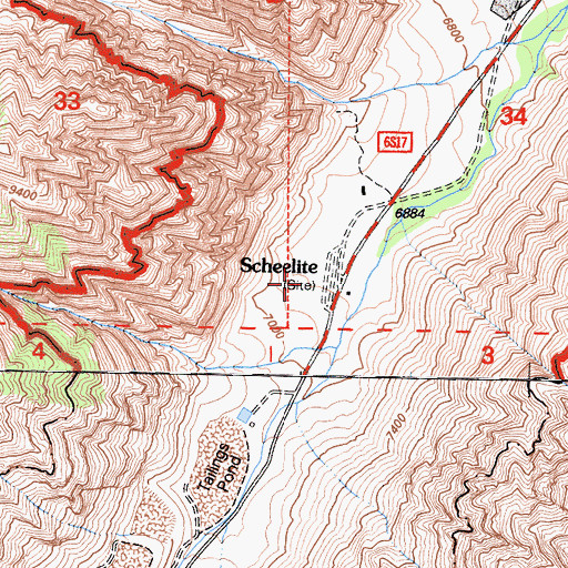 Topographic Map of Scheelite, CA
