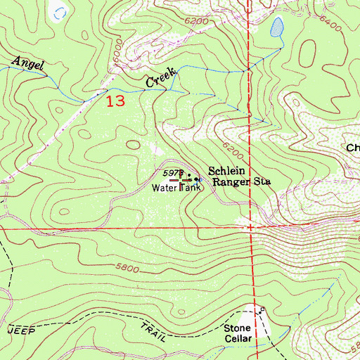 Topographic Map of Schlein Ranger Station, CA