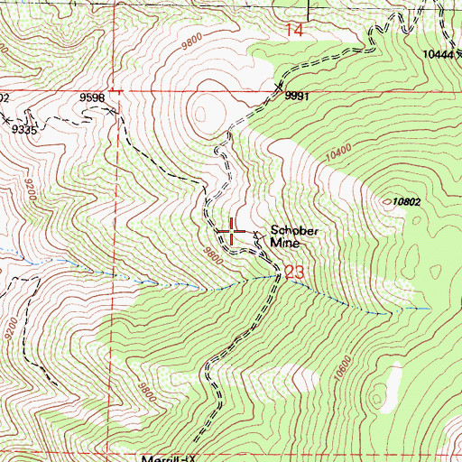 Topographic Map of Schober Mine, CA